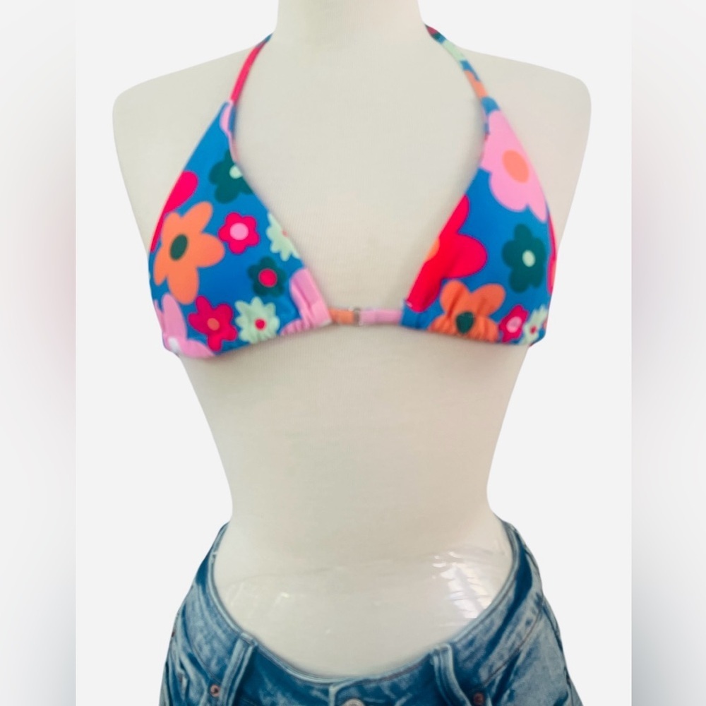 NWT - Floral Halter Bikini Top & matching bikini, thong bottoms